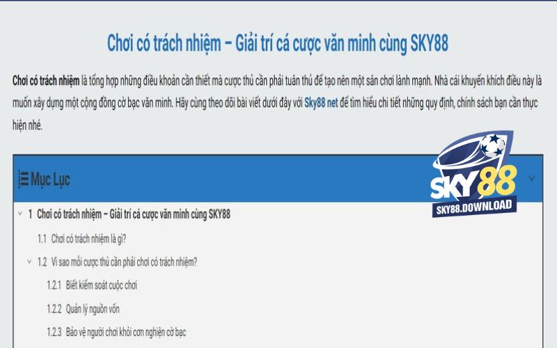 Tìm hiểu chi tiết về trò chơi có trách nhiệm tại Sky88